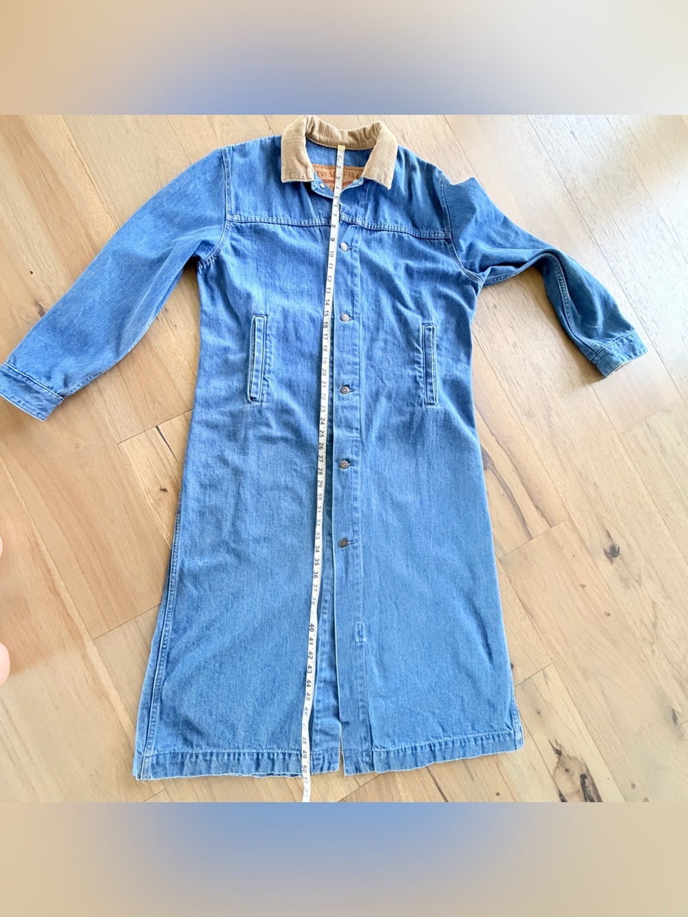 Vintage 80s Levi’s Long Denim Duster Long Coat Western Ranch Chore Jacket Ranch - Picture 14 of 15